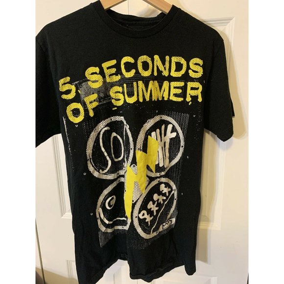 5 Seconds Of Summer Black Yellow Music Rock Band Concert Tour Shirt Adult Large - Picture 3 of 4